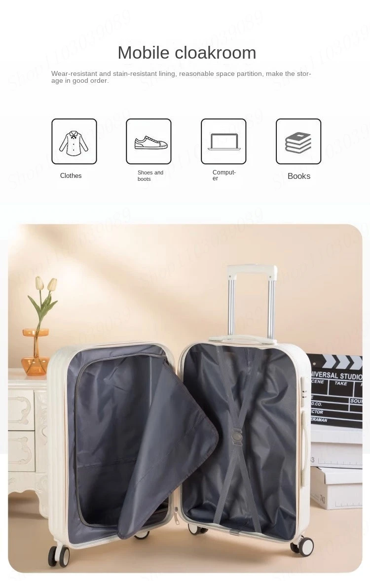 Lightweight New Carry on Suitcase Mute Universal Wheel Rolling Luggage Travel Suitcase with Cup Holder Trolley Case 20 Inch