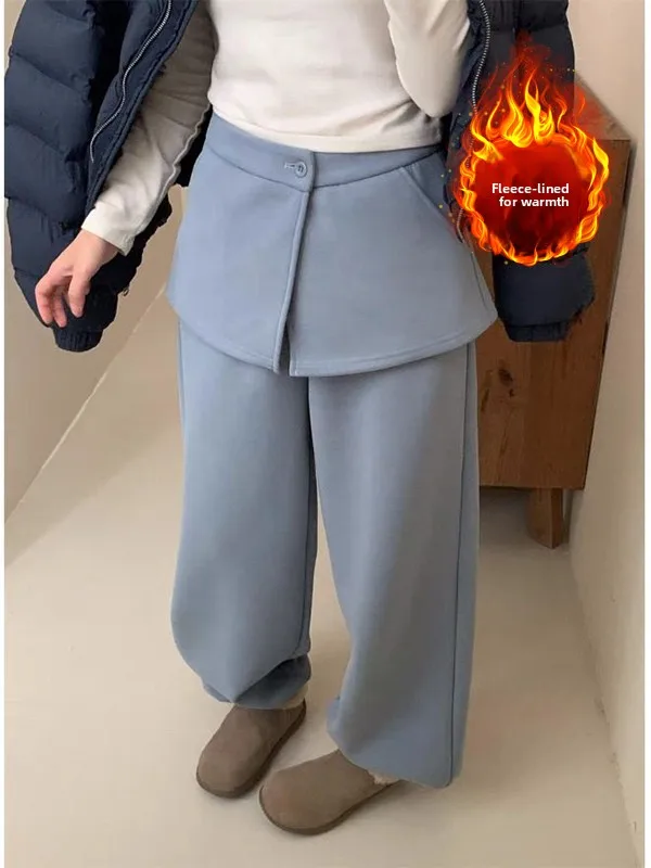 

Thiened Fce Casual Sle Women's Loose Fit Thermal Pants Autumn Winter plus Size Trousers Warm Comfortable plus Size Jeans