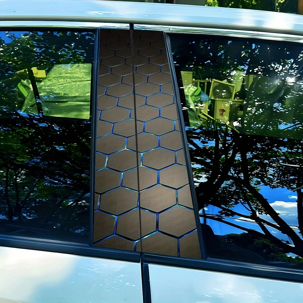 

1set Car Center Pillar Honeycomb Shaped Personalized Creative B-Pillar Protective Decorative Sticker Automobiles And Spare Parts