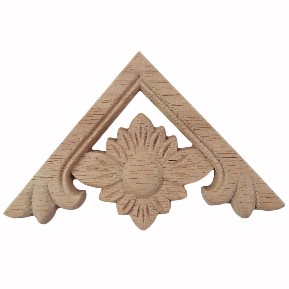 

4PCS Floral Wood Carved Wooden Figurines Crafts Corner Appliques Frame Wall Door Furniture Wood Carving Sculptures Decorative