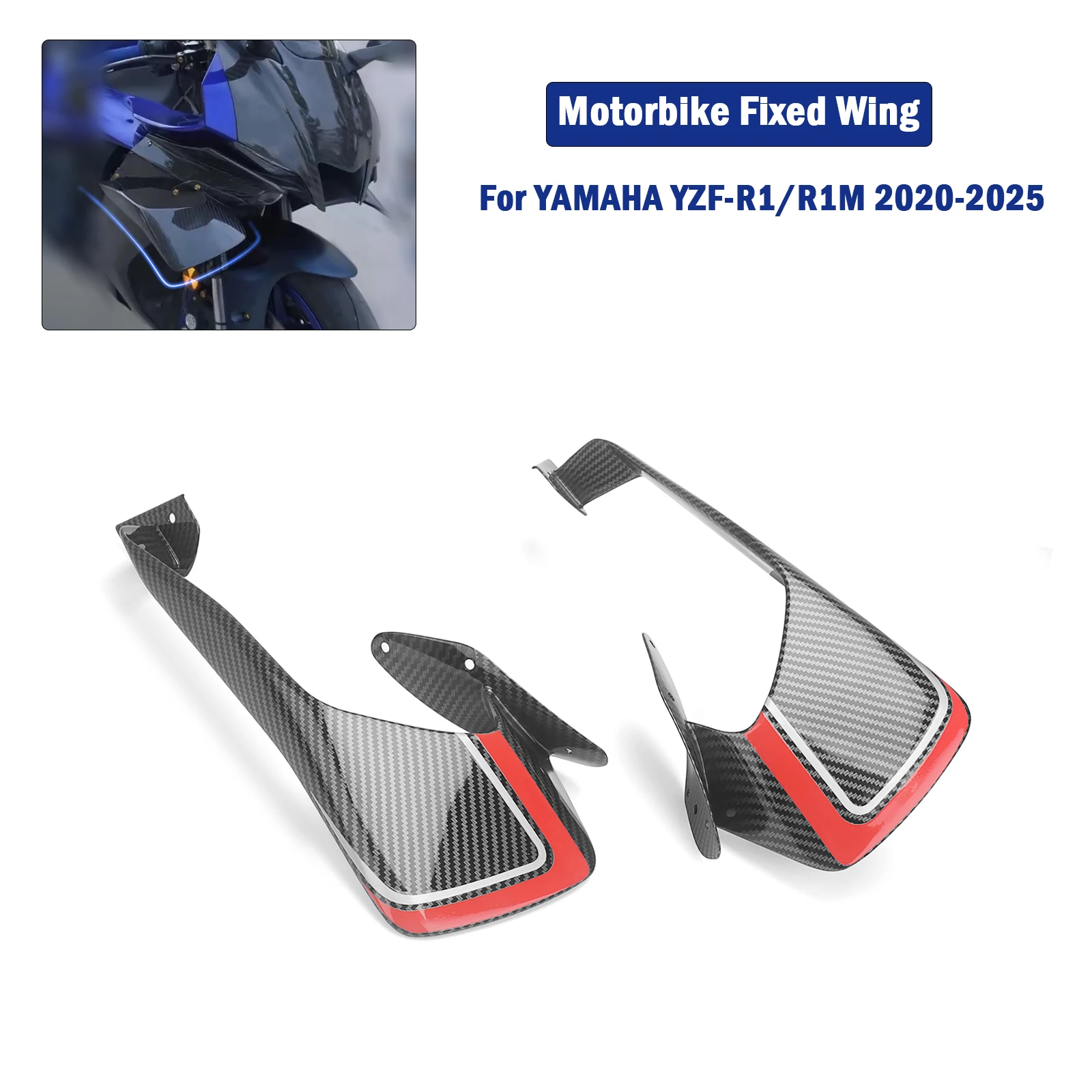 NEUE Verkleidung mit festem Flügel, Motorrad-Winglet-Teile, passend für Yamaha YZF-R1M, ABS Carbon YZF-R1 R1 2020 2021 2022 2023 2024 2025