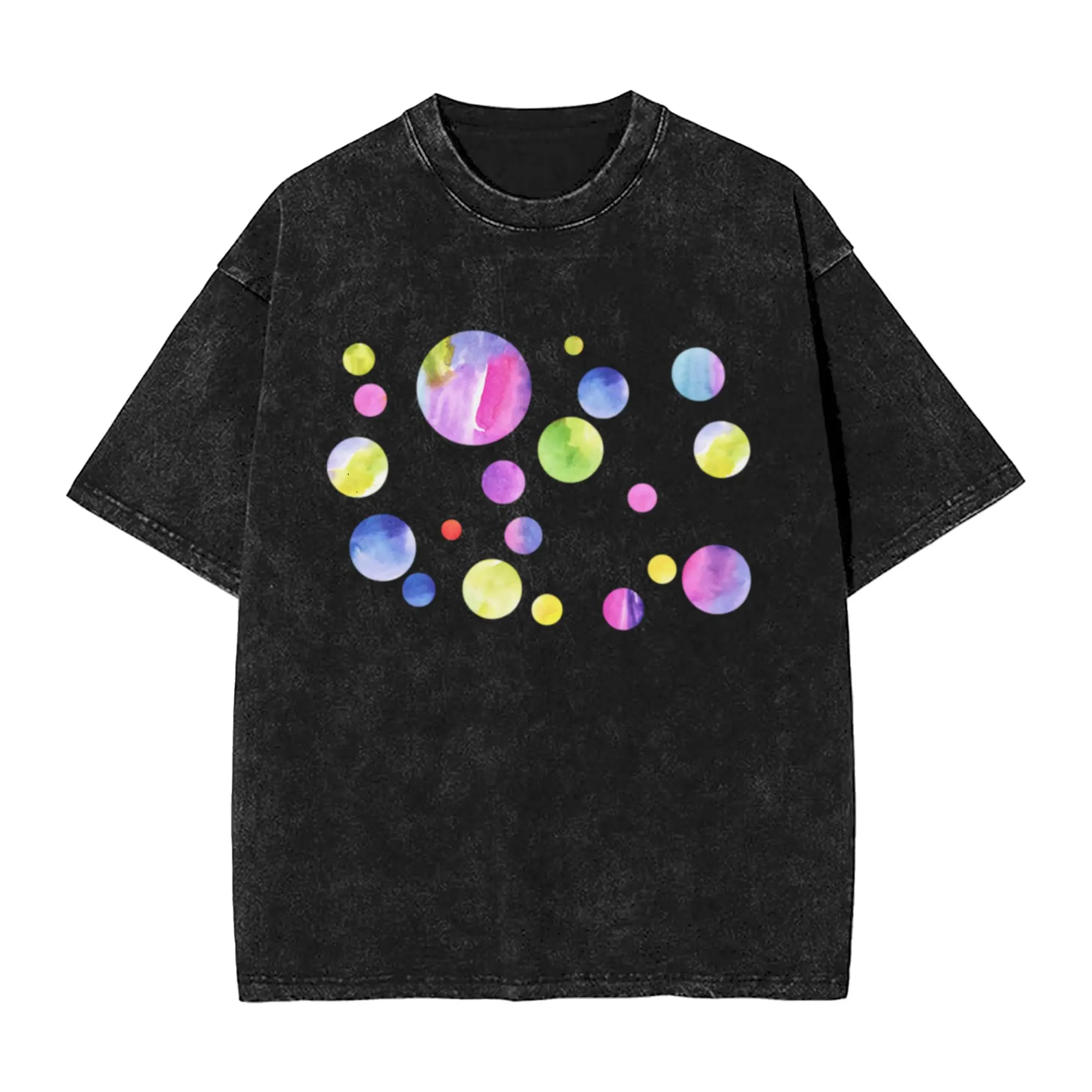 Watercolor abstract circles  Unique Trendy A Vintage Oversized Cotton Unisex T-Shirts