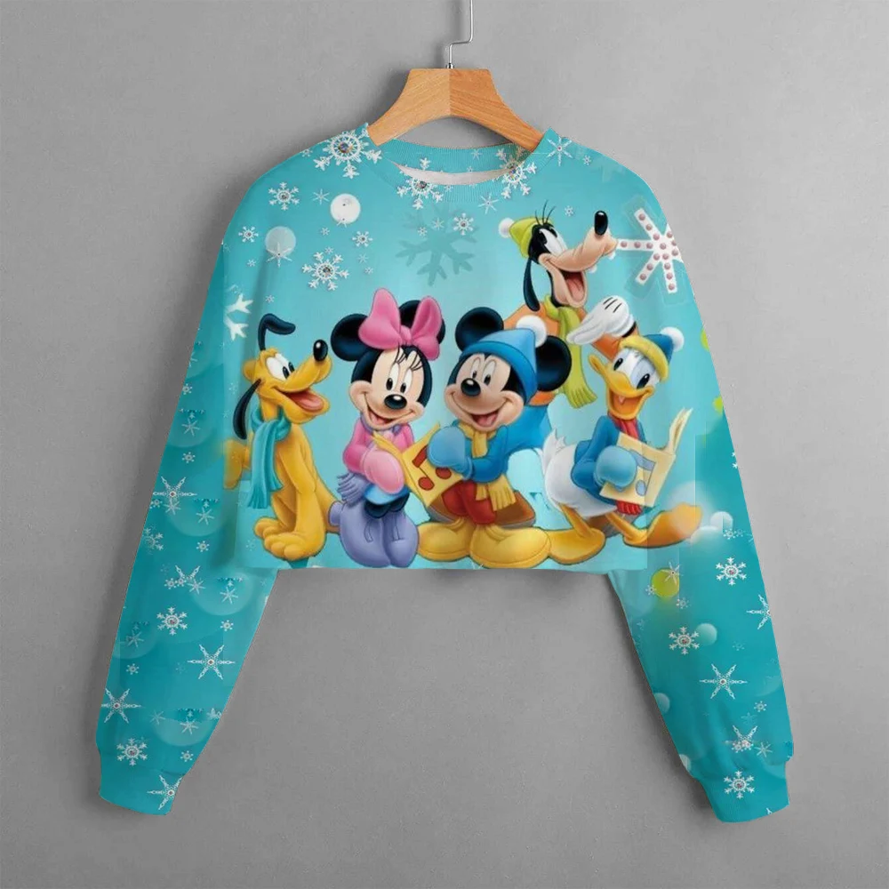 Disney Merry Christmas Mickey Mouse print round neck sweatshirt children's autumn fashion brand tops children's clothing