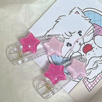 Bonito simples estrela de cinco pontas grampos de cabelo estudante menina doce charme bonito acessórios de cabelo contrastante rosa estrela headwear
