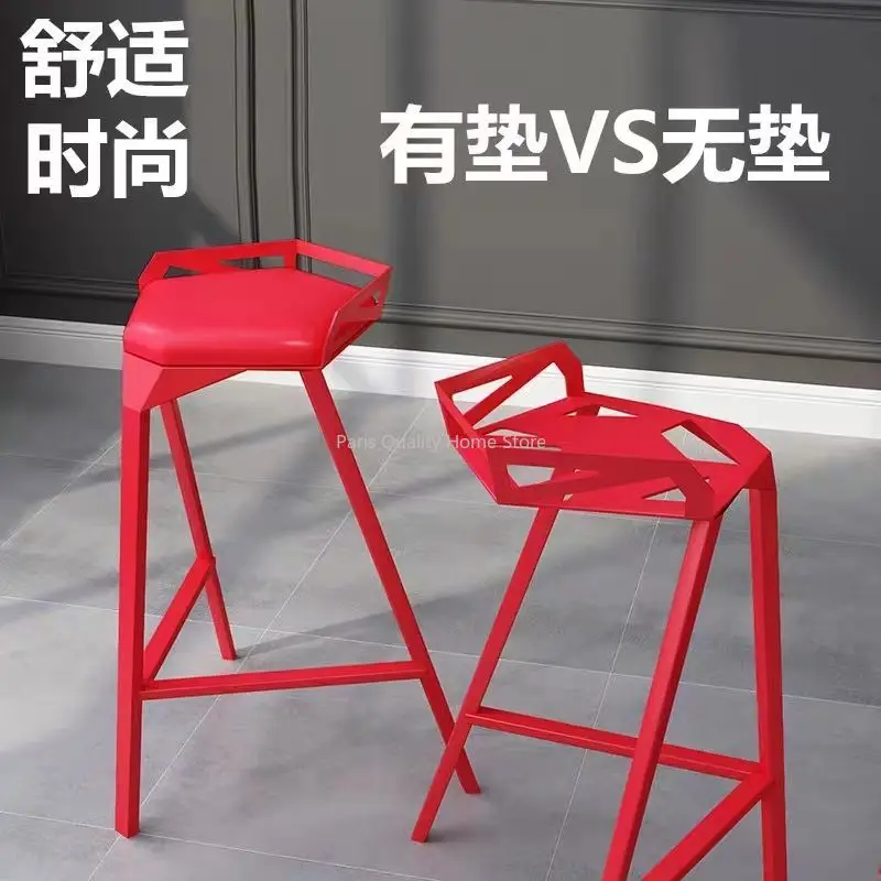 Bar Chair Modern Simple Household Bar Stool Industrial Style Iron Art Outdoor Chair Creative Bar Chair Milk Tea Shop Stool