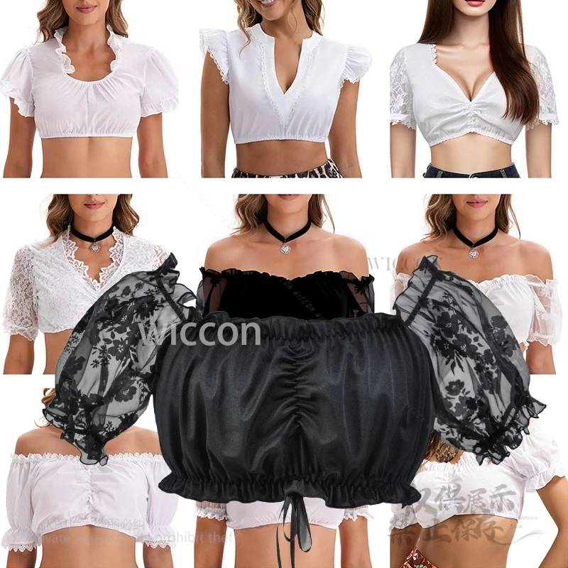 

Women Fancy Sexy Wearing Short-Sleeved Shirt Top Oktoberfest Party Halloween Carnival Unisex Female Costume New 2025 S-2XL Cos