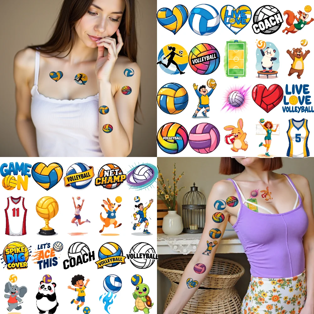 

54pcs Temporary Tattoo Sport Stickers Temporary Tattoo Stickers Volleyball Stickers For Adults Girls Women