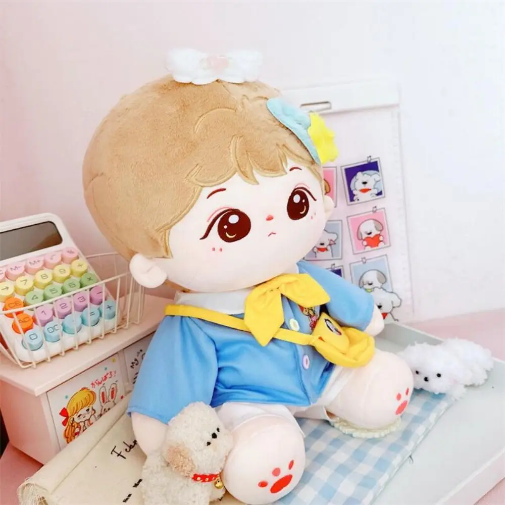 4Pcs/Set School Uniform 40cm Cotton Doll‘s Clothes DIY Dress Up Messenger Bag Idol Plush Doll Clothes Shirt Multicolour