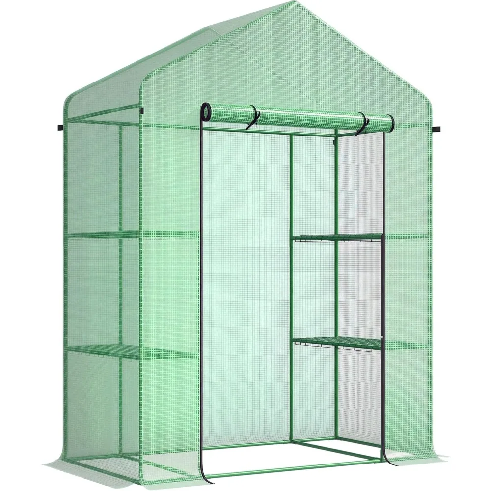 

Портативная садовая теплица Outsunny 56 x 29 x 76 со встроенными трехъярусными полками