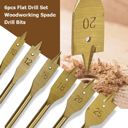 Titanium-Plated Woodworking Flat Drill 6-Piece Woodworking Drill Bit Wood Hole Electric Drill Accessories Wood Puncher Set