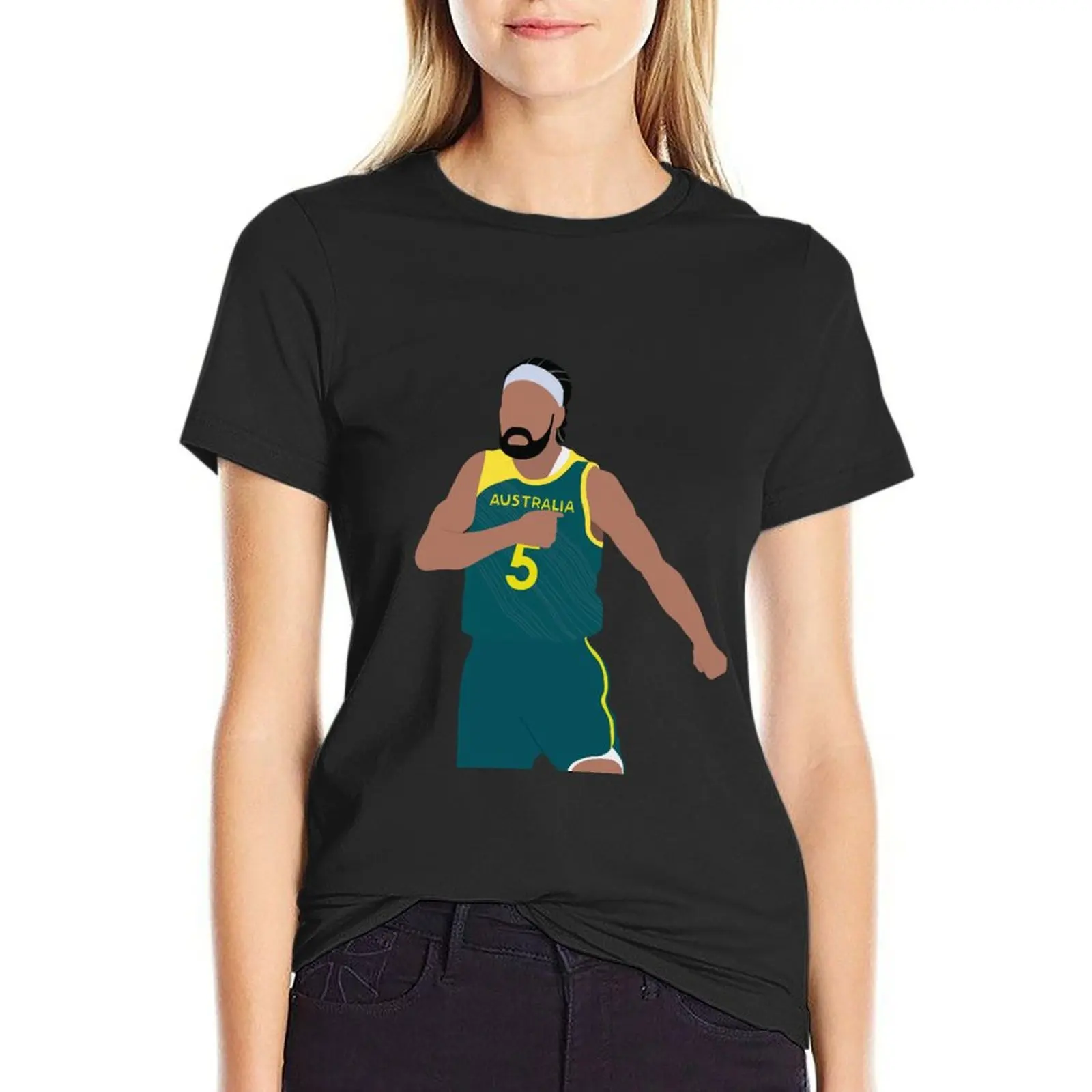 Patty Mills T-Shirt animal prinfor Short sleeve tee summer blouses woman 2024