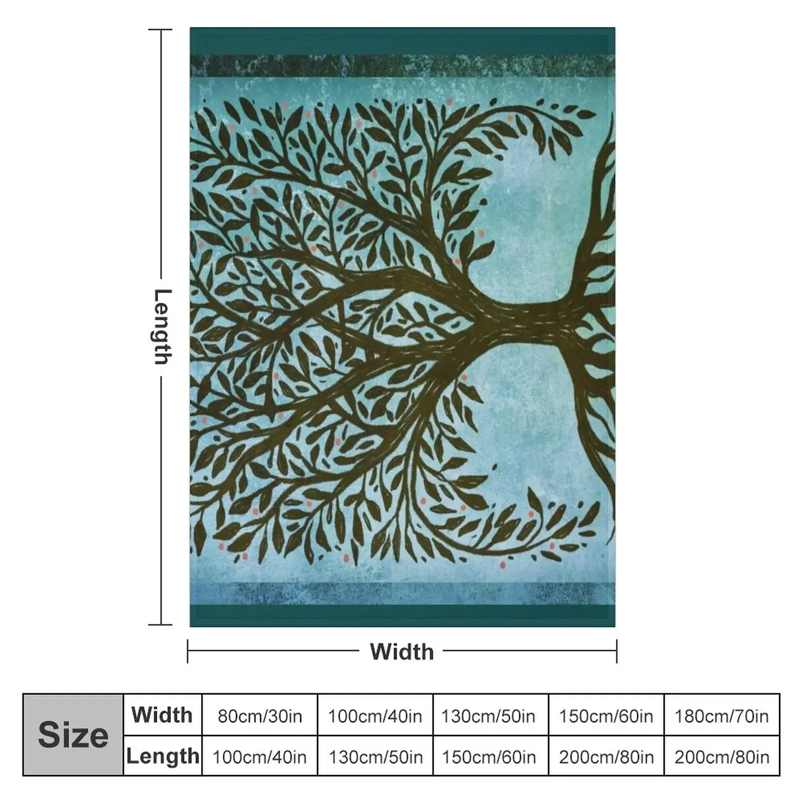 Tree Of Life Woodcut In Blue Throw Blanket Multi-Purpose Hairy Blankets