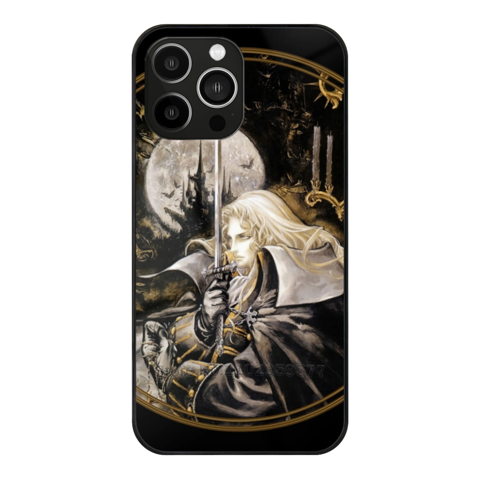 Alucard Glass Case For Iphone 15 14 11 12 13 Pro Max X Xs Xr 6S 7 8 Plus Soft Edge Alucard Dracula Castlevania Sotn Symphony Of