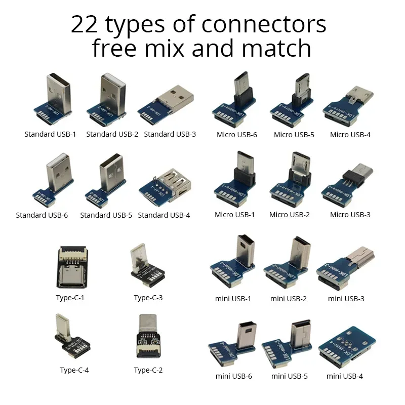 DIY USB 2,0 datos Micro tipo C Mini codo conectores Usb para teléfono ordenador cardán cámara Monitor plano Flexible Cable cargador FFC