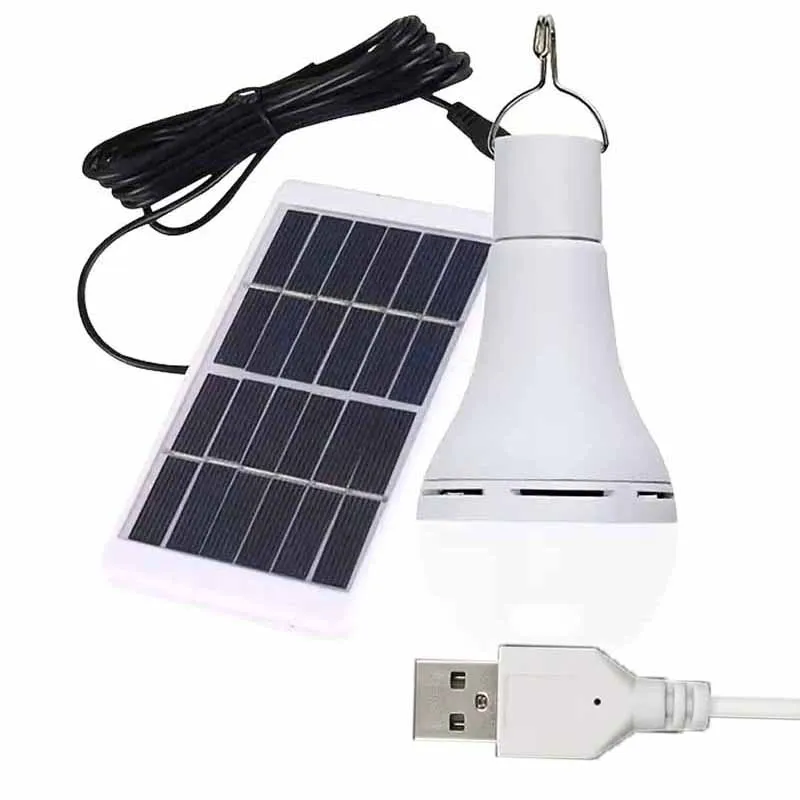 Impermeável LED Solar Bulb com Gancho, Outdoor Camping Lâmpada, Energy Saving Bulb, Jardim, Pátio, Path Light