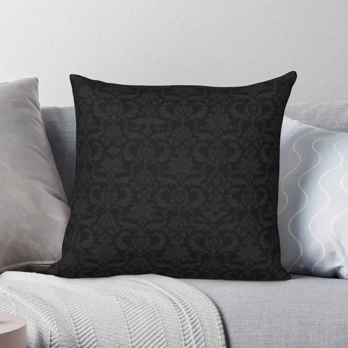 Victorian Gothic Black Square Pillowcase Polyester Linen Velvet Printed Zip Throw Pillow Case Sofa Seater Cushion Cover 18
