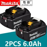 100% Original Makita 18V 6.0Ah Rechargeable Battery，Replaceable LED Lithium-ion for 18V Power tool DDF487 DGA404 DTW700 DTD173