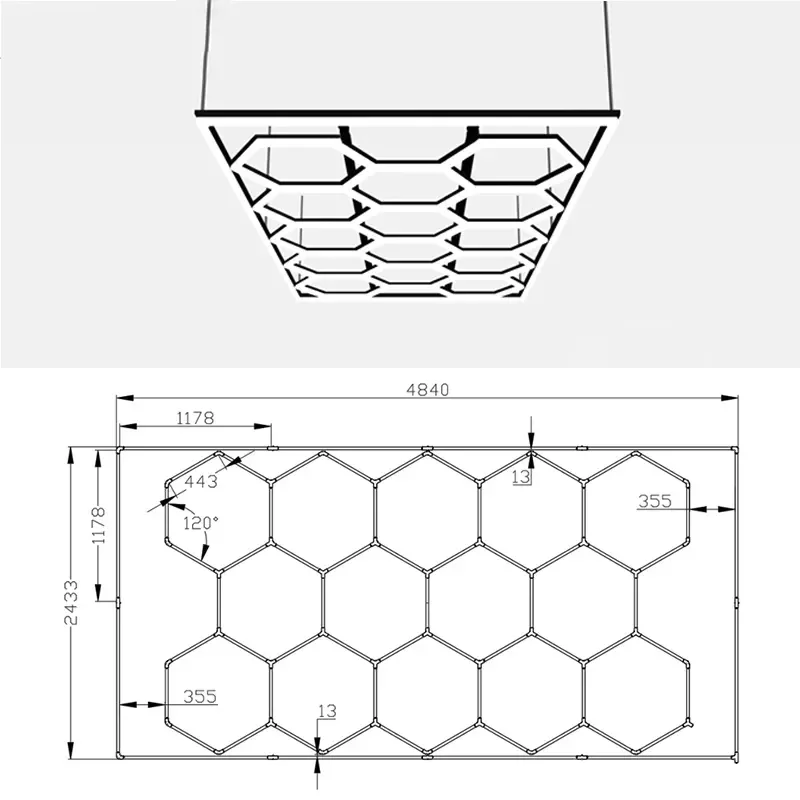 Wholesale of factory 110V Hexagon LED lighting Car Wash Hexagon work lights Car details garage ceiling lights