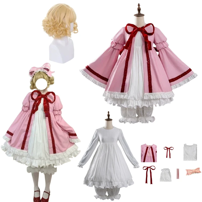 

Anime Hinaichigo Cosplay Costume Sweet Cute Lolita Dress Uniform with Headwear Wig Full Set Halloween Party Clothing for Women