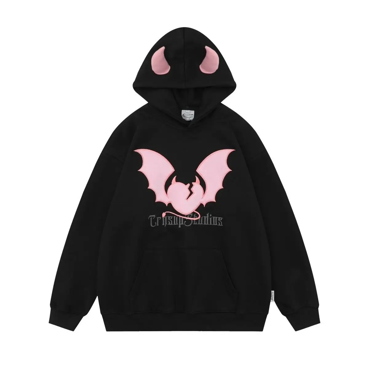 Chinese Style Little Devil Design Sense Cute Top Hooded Embroidery Sweater Men Women Same Style Plushed Men Hooded