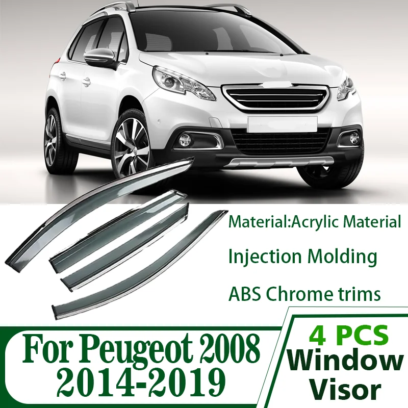 

Car Side Window Visor Sun Rain Guard Vent Deflectors Cover Weathershield Window Visor Sun Guard For Peugeot 2008 2014 2015-2019