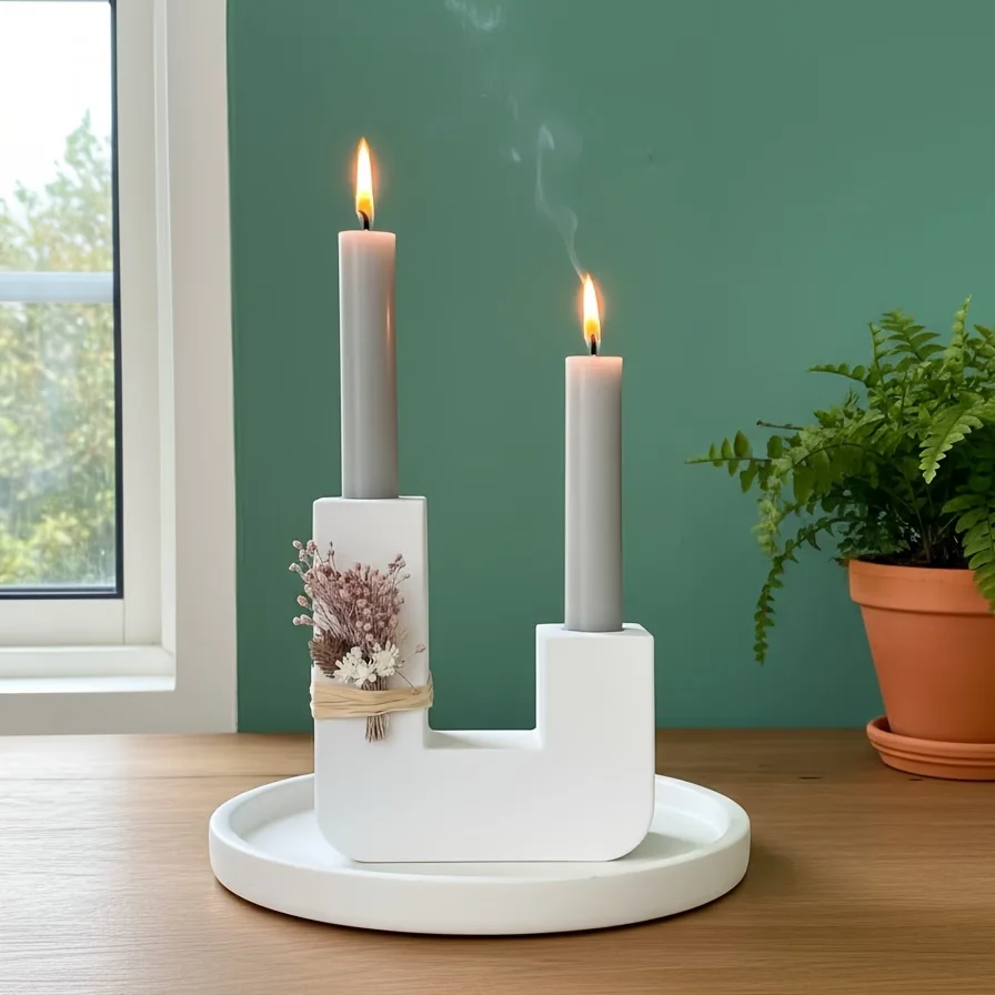Leiterförmige Kerzenhalter-Silikonform, Gips-Harz-Silikagel-Form, Runde DIY-Kerzenständer-Silikonform für Heimdekoration
