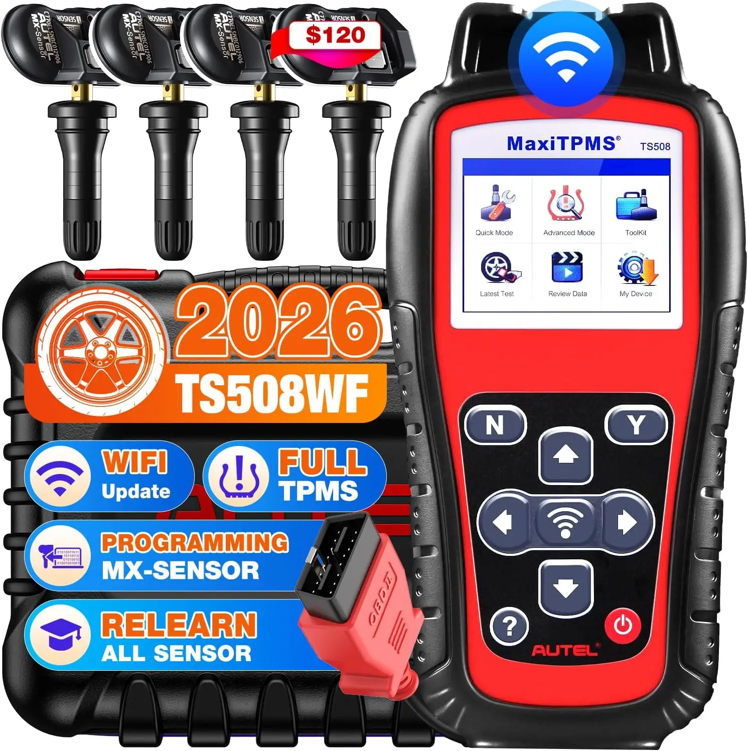 Autel MaxiTPMS TS508WF 自動車診断ツール TPMS タイヤ空気圧モニター 