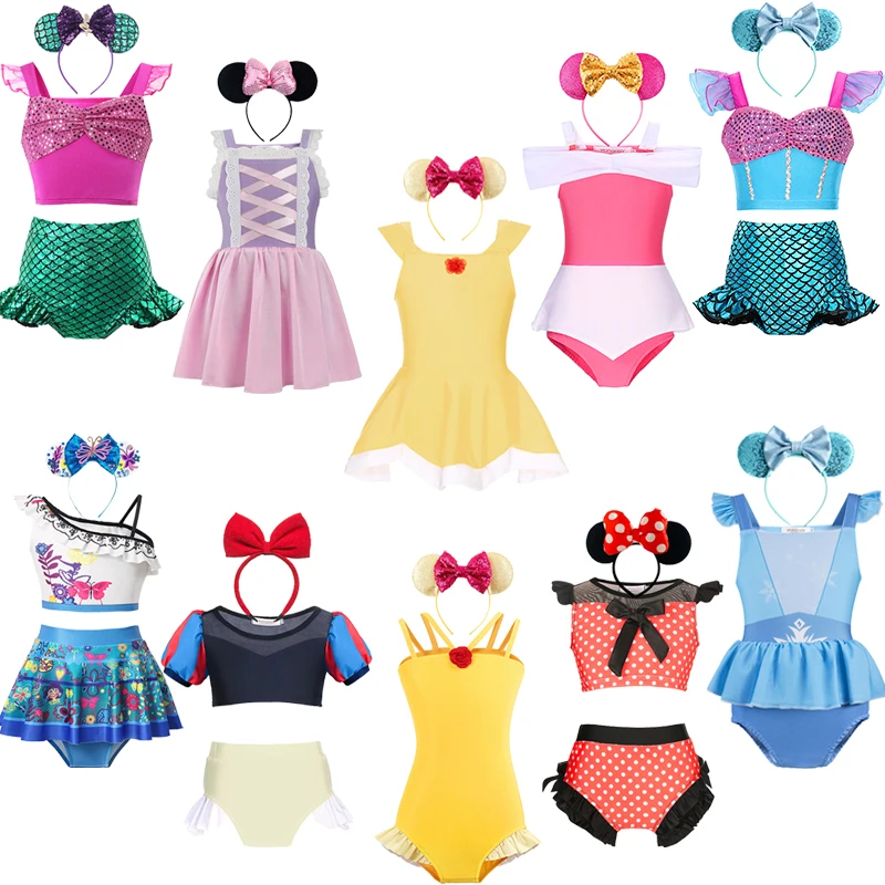 

Children Princess Bikini Swimming Clothing Summer Anna Swimsuits Girls Elsa Belle Swimwear Snow White Kids Pool Party Beachwear