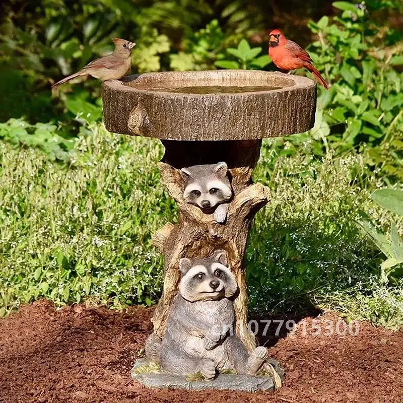 Bird Feeder Garden Statue,Animal Resin Bird Feeder Garden Ornaments,Suitable for Yard, Garden, Lawn Landscape Decorations