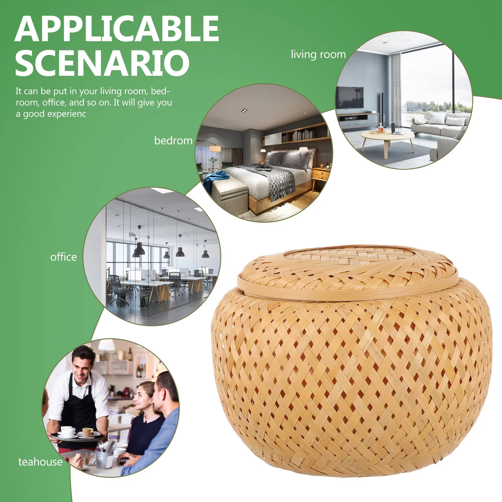 

Bamboo Woven Jar With Lid Household Bamboo Basket Gift Wrapping Storage Container Tea Leaf Organizer Desktop Sundries Holder