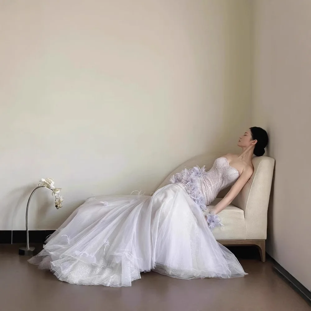 Nuovo abito da sposa leggero, vestiti da tostatura, temperamento, abito principale, esterno, filato leggero, gonna a coda di pesce di lusso, abito a tubo