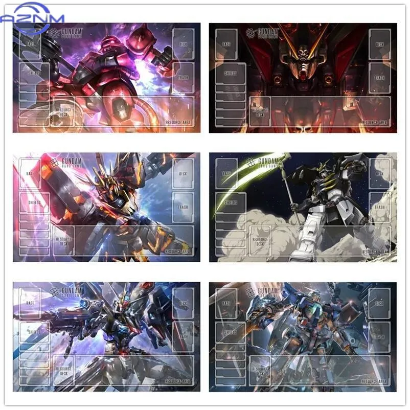 Anime Gundam Game GCG DIY Card Playmat Aerial Char Zaku 2 Freedom Deathscythe Hobby Collection Gift Toys