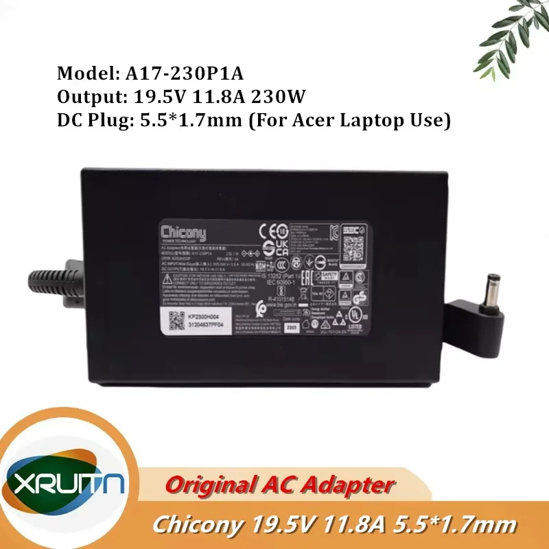Genuine Chicony 19.5V 11.8A 230.1W A17-230P1A A230A033P Power Supply AC Adapter For ACER 230W Laptop Charger DELTA ADP-230JB D