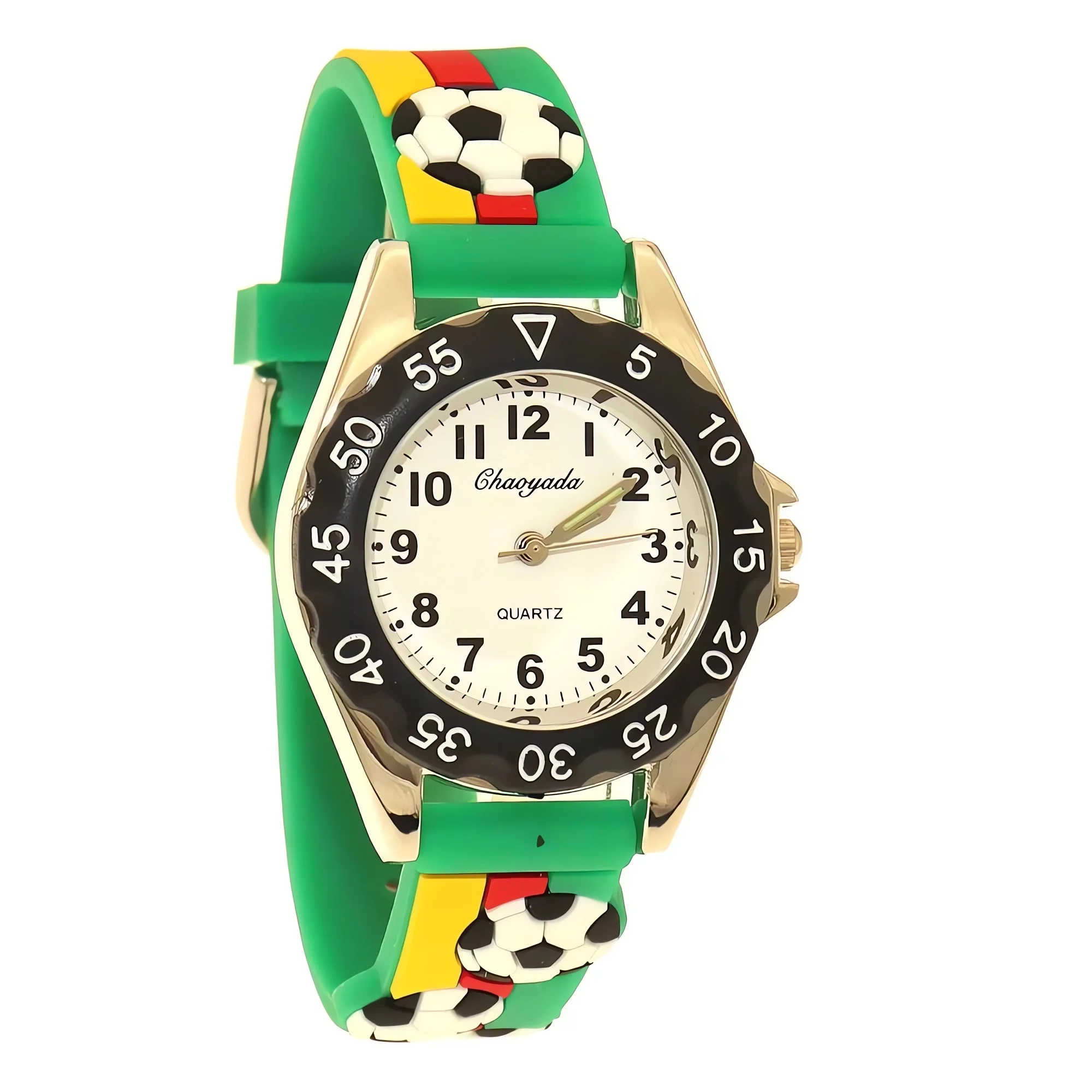 Kids Waterproof Quartz Watch 3D Football Theme with Silicone Strap Sports Timepiece Christmas Gift for School Students