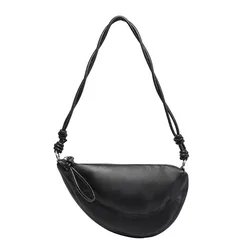 Niche Soft PU Half Moon Cow Horn Bag New Commuter Moon Dumpling Bag High Quality Single Shoulder Crossbody Bag