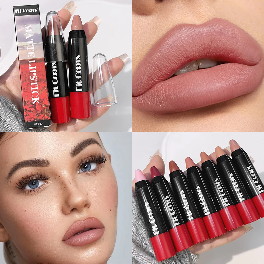 Matte Crayon ลิปสติก Lip Liner ปากกายาวนานเซ็กซี่ Nude Non-Stick CUP Lip Tint ดินสอแต่งหน้าเครื่องสําอางสําหรับผู้หญิง