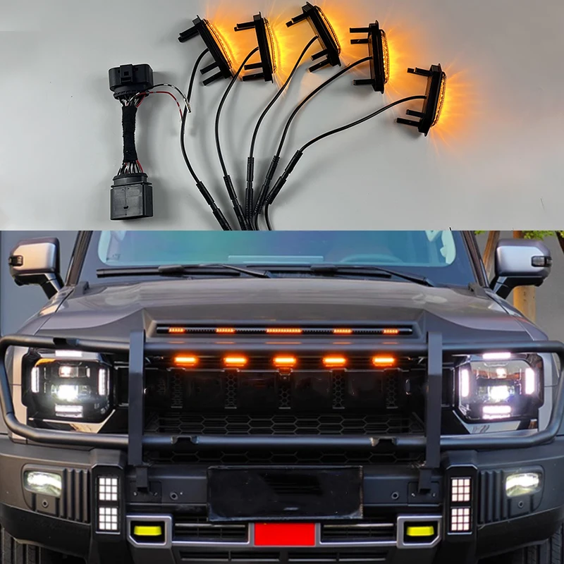 

Car Grille Small Yellow Light Fit for Chery JETOUR Travelers 2023 Front Face Grille Light LED Daytime Running Decorative Light