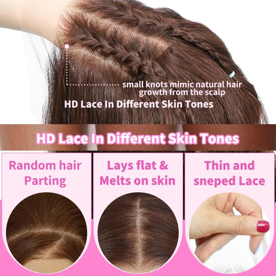 باروكات صناعية بدانتيل أمامي 13 × 4 باروكات أوبورن منتفخة مسبقًا للنساء جاهزة للارتداء باروكات مستقيمة بطول 26 بوصة 100 Futura Pr #4