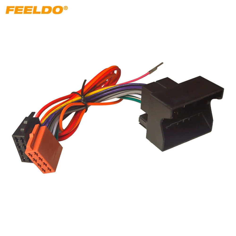 FEELDO Car CD Radio Audio ISO Wiring Harness Adapter for ISO to Quadlock PQ Volkswagen/Audi/Skoda Auto ISO Head Units Wire Cable