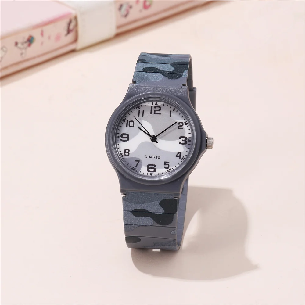 Eenvoudig Trendy Camouflageband Quartz Studentenhorloge