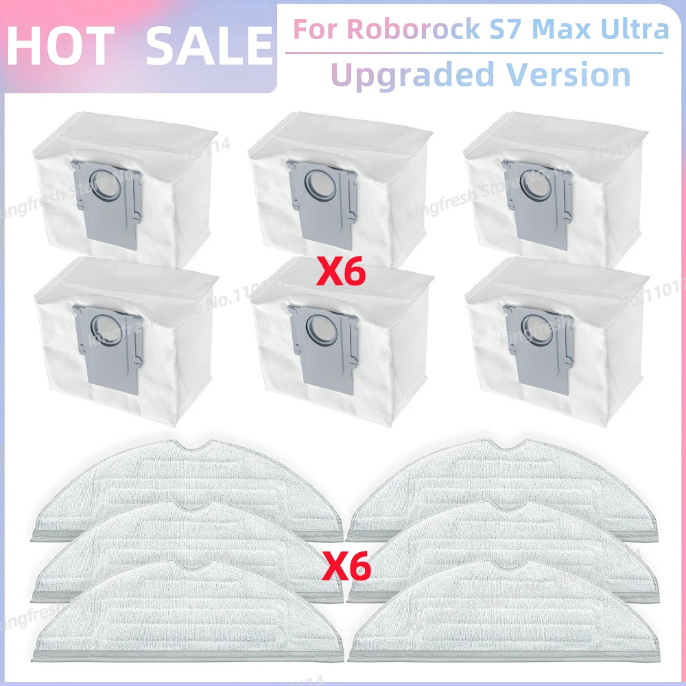 Passend für Roborock S7 Max Ultra Q100TSC Roboter Staubsauger-Teile Hauptwalze Seitenbürste HEPA-Filter Mopptuch Staubbeutel Ersatzteile Zubehör