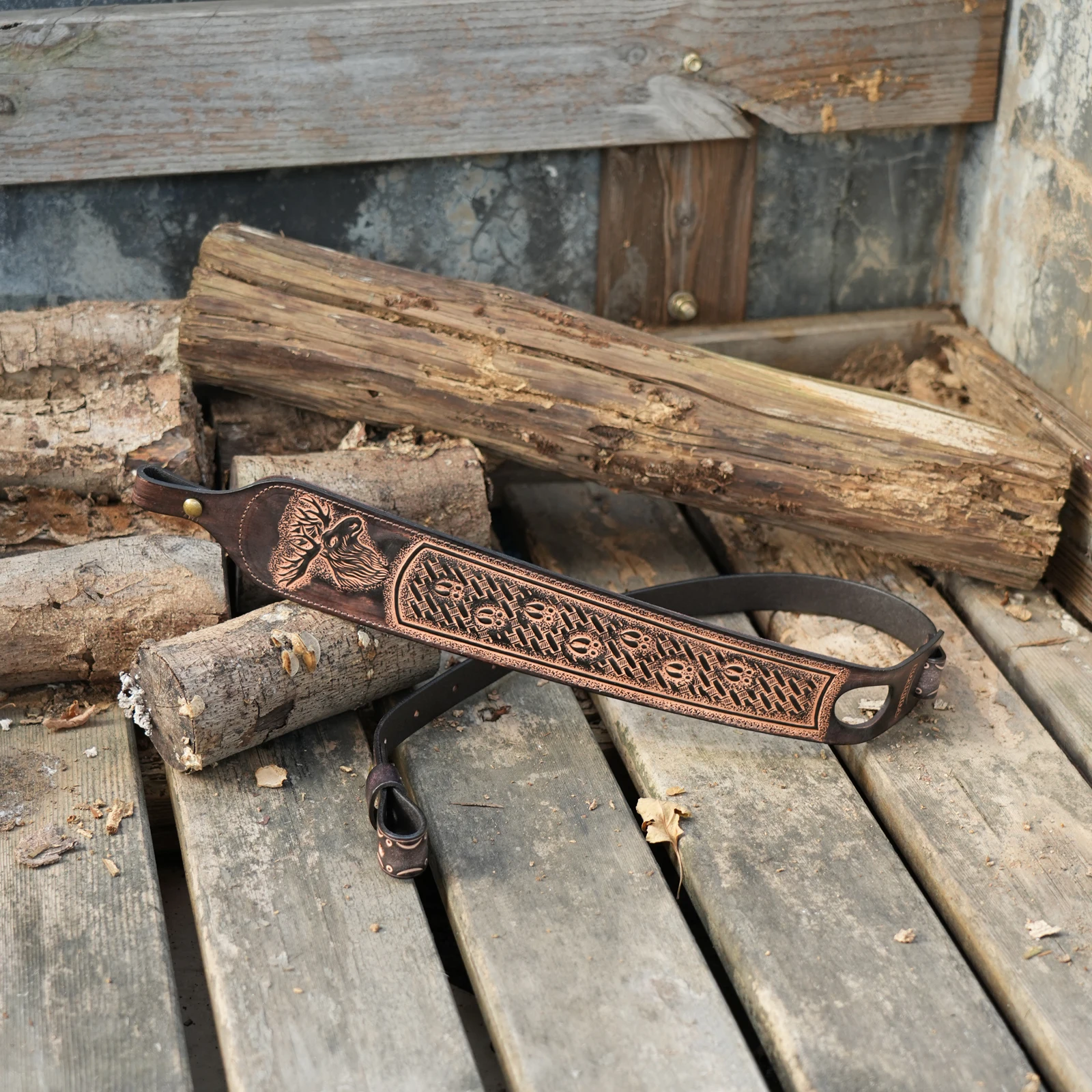 Tourbon Vintage Leder Gewehrriemen, Rutschfester Gewehr-Schultergurt, Verstellbare Länge 105cm, Fingerstütze, Jagdzubehör – Detail 21