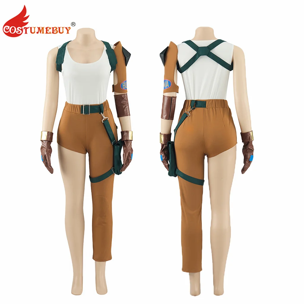 

Anime Bulma Cosplay Costume Adult Women Fighting Suit Top Pants Outfits with Bag Gloves Halloween Disguies Costume