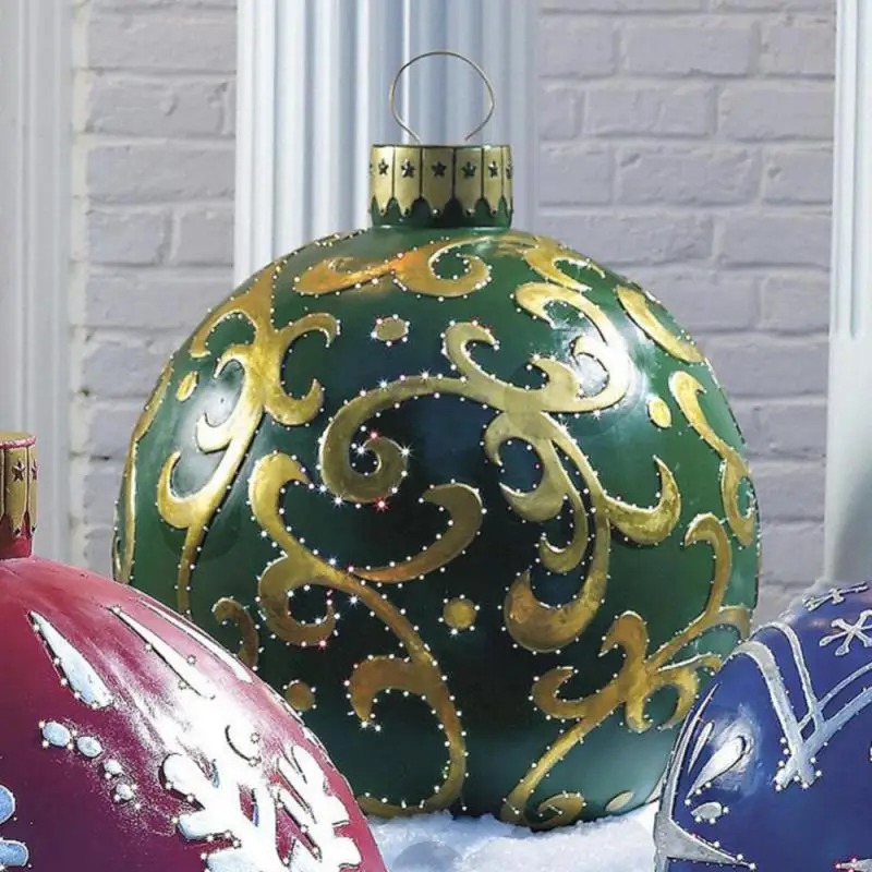 Palla gonfiabile con stampa natalizia Palloncino extra large Divertente design con palla di Natale Palloncino con fiocchi di neve Decorazione del cortile esterno