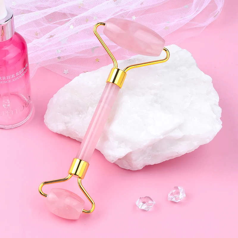 

1PCS Natural Rose Quartz Jade Roller Facial Body Massager Roller Jade Stone Massage Face Lifting Beauty Massage Tools