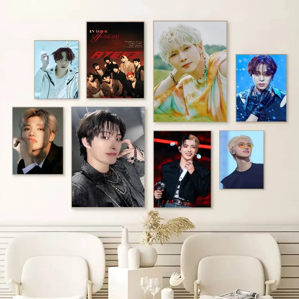 

ATEEZ kim Hongjoong san Poster HD Self Adhesive Waterproof Wall Art Ideal for Home Office Dorm Gift