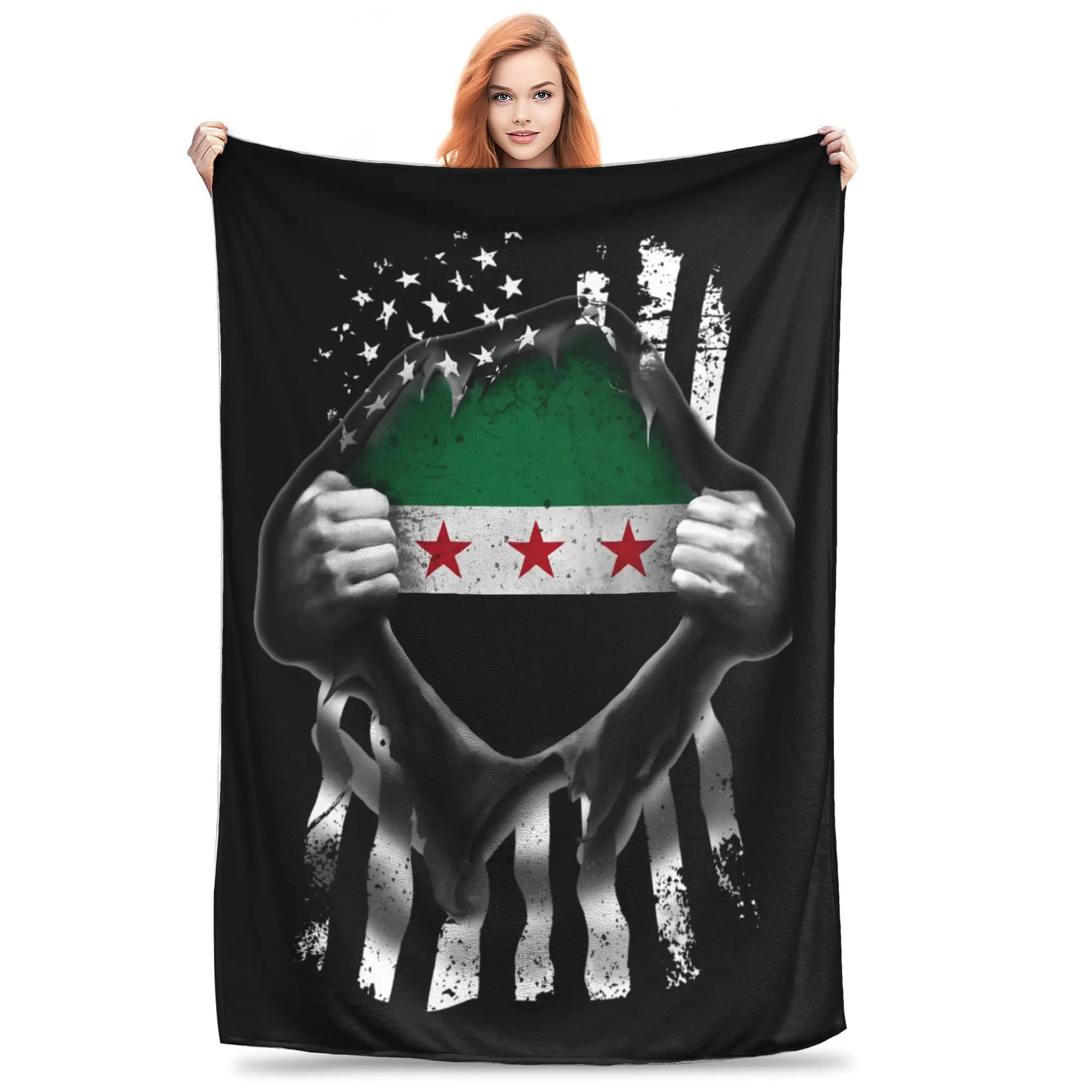 Syrian Flag Syria Blanket  Flannel Awesome Warm Throw Blanket for Coverlet Spring Autumn