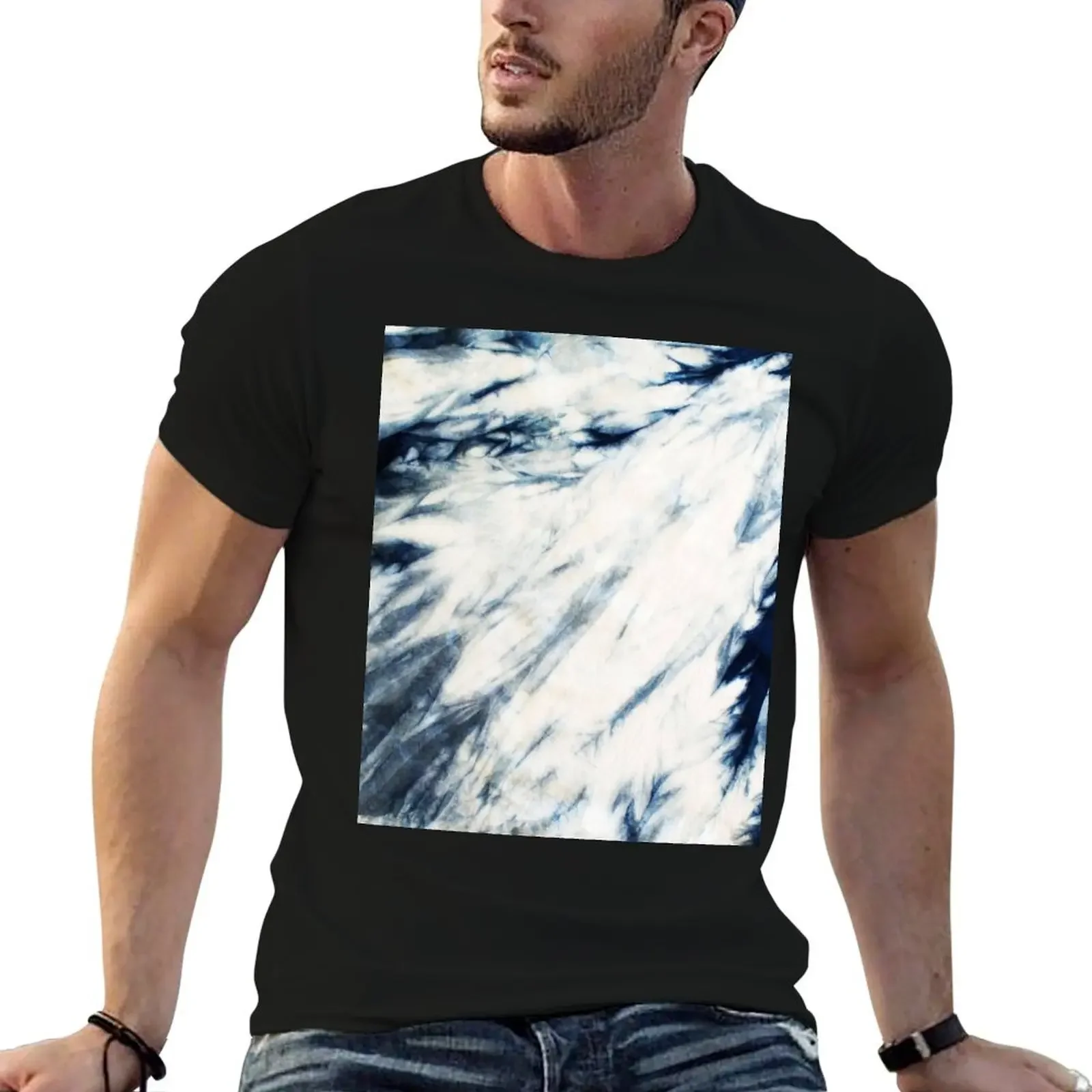 Shibori Indigo Marble Tie Dye T-Shirt customizeds new edition vintage clothes t shirt men