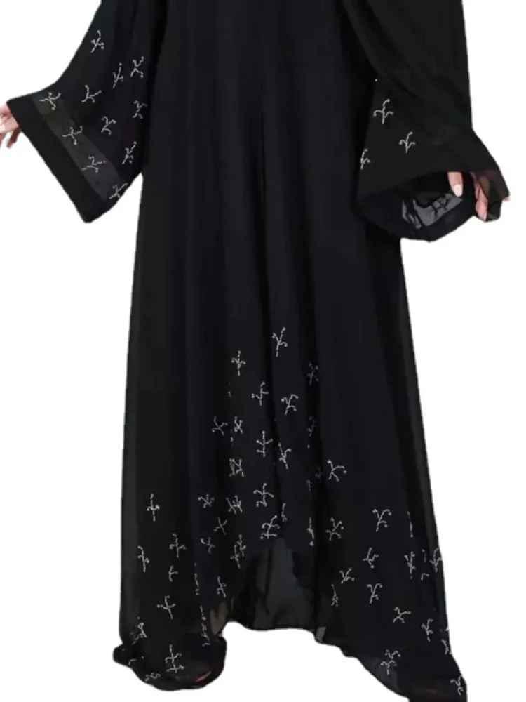 Eid Prayer Muslim Morocco Dress Women Diamond Abaya Elegant Ramadan Party Dresses Dubai Islam Kaftan Robe Longue Vestidos Largo