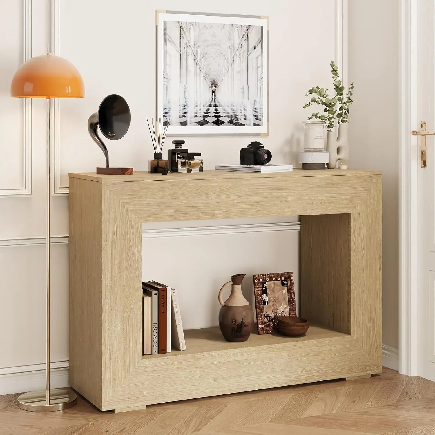 

47" Farmhouse Console Table, Narrow Entryway Console Table, Sofa Tables with Storage, Industrial Hallway Accent Tables